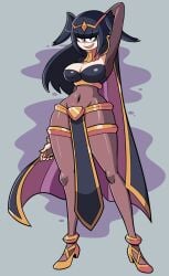 blunt_bangs bodystocking breasts bridal_gauntlets female female_only fire_emblem fire_emblem_awakening kevinarthurls looking_at_viewer nintendo open_mouth solo tharja_(fire_emblem)