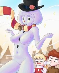 anthro breasts eronimbus frosty_the_snowman frosty_the_snowman_(character) gijinka karen_(frosty_the_snowman) snowman transformation