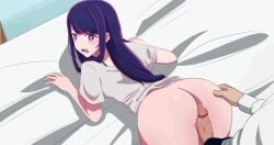 1boy 1girls accurate_art_style animated ass assjob blue_hair bottomless buttjob female hoshino_ai keve131 light-skinned_female light_skin male mp4 no_sound official_style on_bed oshi_no_ko penis purple_eyes shorter_than_10_seconds shorter_than_30_seconds straight tagme video