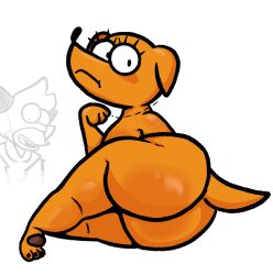 ambiguous_gender ass big_ass brown_fur bubble_ass bubble_butt canine dog huge_ass lewdewott long_eyelashes paws santa’s_little_helper simple_background tail thick_thighs white_background wide_hips