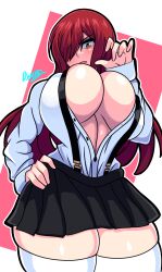 1girls bare_thighs belt big_breasts bimbo blush breasts_out brown_eyes busty cleavage clothed clothing curvaceous curvy curvy_body curvy_female curvy_figure erza_scarlet exposed_breasts fairy_tail female female_focus female_only hair_over_one_eye hand_on_hip hi_res high_resolution highres hourglass_figure huge_breasts inner_sideboob large_breasts legwear light-skinned_female light_skin long_hair looking_down miniskirt no_bra oppai pale-skinned_female pale_skin pinup pose posing red_hair revealing_clothes senak012 shirt short_skirt skimpy skimpy_clothes skirt solo solo_female solo_focus standing stockings suspenders thick_thighs thighhighs thighs thunder_thighs voluptuous voluptuous_female white_legwear white_shirt