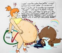 about_to_burst belly_bulge belly_burst belly_bursting belly_expansion belly_inflation bloated_belly inflation inflation_fetish misty_(pokemon) pokemon ronic_lagann vomit_water