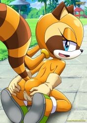 1girls anthro anus ass bbmbbf blue_eyes female female_only gloves gloves_only looking_at_viewer marine_the_raccoon mobius_unleashed nude open_mouth palcomix pussy sega shoes shoes_only solo sonic_(series) sonic_the_hedgehog_(series) spreading tongue young