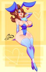 2024 belise7 big_breasts breasts bunnygirl bunnysuit female female_only high_heels looking_at_viewer original original_character solo thick_thighs wide_hips wink