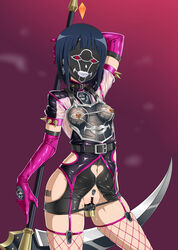 1girls belly_piercing breasts censored corrupted corruption dildo female gozaru heart_censor laughing_coffin mask masturbation nipple_piercing pussy revealing_clothes sachi_(sao) scythe sex_toy short_hair solo sword_art_online tagme thighs vaginal_insertion vaginal_penetration