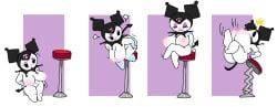 anthro big_breasts breaking bunny cassettedream creaks dream-cassette falling frustrated funny hoshime jester_hat kuromi onegai_my_melody purple_background sanrio shocked shortstack sitting stool_(chair) white_background