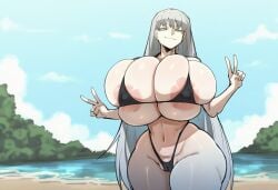 ai_generated angelica_(library_of_ruina) beach bikini bimbasileia library_of_ruina project_moon