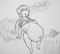 belly_bulge belly_expansion belly_inflation bloated_belly burp burping dragon_maid fart fart_cloud fart_fetish farting gassy ilulu_(dragon_maid) inflation inflation_fetish navel outie_navel pregnant ronic_lagann