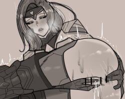 1girls 2024 anal_fingering anal_masturbation bar_censor black_and_white blush censor_bar censored gloves gun_goddess_miss_fortune hi_res league_of_legends masturbating masturbation miss_fortune moumring riot_games simple_background solorngreyscale