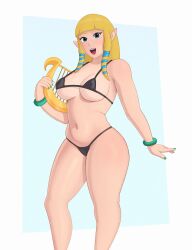 1girls big_breasts bikini bikini_bottom bikini_top blonde_hair blue_eyes breasts cleavage female female_only hair long_hair nintendo ozimand pointy_ears princess_zelda skyward_sword solo solo_female standing swimwear the_legend_of_zelda the_legend_of_zelda:_skyward_sword thighs topwear zelda_(skyward_sword)