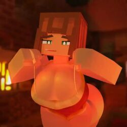 3d animated big_ass big_breasts blue_eyes brown_hair cheyenne_quinn cuteskyler expressions fat_ass huge_ass huge_breasts minecraft no_sound seductive seductive_look tagme video