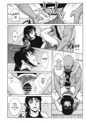 1boy 1girls age_difference azasuke big_penis black_lagoon boss_and_subordinate censored doujinshi duo dutch_(black_lagoon) english_text hotpants penis_in_pussy pussy revy sex tank_top tattoo