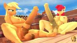 2futas 3d animated anthro apple_bloom_(mlp) applejack_(mlp) barefoot big_penis breasts edging erection feet futa_only futanari horse horsecock horsecock_futanari huge_cock incest jerkingoff masturbating masturbation my_little_pony naked nipples nude penis realvinyl siblings sisters soles sound spread_legs tagme toes video