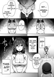 clothed clothed_female clothed_male dialogue doujinshi doujinshi_page emotionless empty_eyes gennsui hard_translated honoka_(gennsui) hypnosis mind_control mouth_matrimony shiota-kun text translated