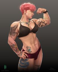 athletic autumn_ivy breasts muscle_mommy muscles muscular_female tattooed_arm tattoos