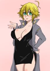 ahoge eyebrows_visible_through_hair female_meliodas genderswap genderswap_(mtf) green_eyes large_breasts meliodas nanatsu_no_taizai rule_63 short_hair tagme the_seven_deadly_sins yellow_hair