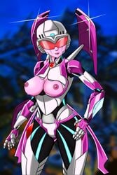 1girls alien alien_girl arcee autobot big_breasts breasts breasts_exposed breasts_out busty cybertronian female female_only fembot machine nipples partially_clothed pink_breasts pink_nipples red_lips red_lipstick robot robot_girl rookie115 solo solo_female transformers visor