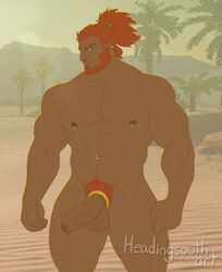 balls bara belly_button_piercing belly_button_ring boner breath_of_the_wild cock_ring desert ear_piercing earrings erection foreskin ganondorf gay headingsouth male male_only muscles muscular nintendo nipple_piercing nipple_rings nude penis piercing solo solo_male the_legend_of_zelda uncircumcised