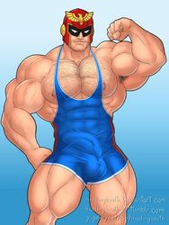 balls balls_under_clothes boner bulge captain_falcon erection erection_under_clothes f-zero flexing hairy headingsouth male male_only nintendo penis penis_under_clothes singlet super_smash_bros.