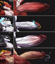 4boys anthro bastroceive big_penis black_body blonde_hair blush canid canine canis cetacean chart comparing comparing_penis delga delphinoid dragon erection gargantuaz_(magangz) genital_piercing genitals group hair hi_res horn humanoid_genitalia humanoid_penis m.u.g.e.n magangz male male_only male_urethral_insertion mammal marine monster_(game) muscular muscular_male nipples oceanic_dolphin orca parasite penetration penis penis_comparison penis_lineup penis_piercing penis_size_chart penis_size_difference piercing prince_albert_piercing quads red_body scalie shaking size_difference slit tan_body thick_penis tongue tongue_out toothed_whale trembling urethral urethral_insertion urethral_penetration vein veiny_penis white_body wolf