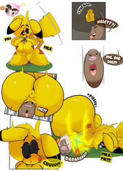 <3_eyes 2020 anthro anus ass big_breasts big_butt black_eyes black_sclera blonde_hair blush bodily_fluids breasts brown_body brown_fur brown_stripes cookie cum curvy_figure digital_media_(artwork) diglett drooling duo featureless_breasts female fingers food fur genital_fluids hair heart hi_res hourglass_figure huge_breasts huge_butt inkit89 male male/female multicolored_body multicolored_fur navel nintendo no_nipples nude penetration pikachu pokémon_(species) pokemon saliva simple_background smile striped_body striped_fur stripes teeth thick_thighs tongue tongue_out vaginal_penetration video_games voluptuous white_eyes wide_hips yellow_body yellow_fur