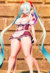 adopento bottomless hatsune_miku mmd restrained tagme_(character) thick_thighs vocaloid