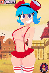 1girls blue_hair breasts el_tigre female frida_suarez landidzu latina nickelodeon nipples paramount_pictures short_blue_hair short_hair tagme viacom