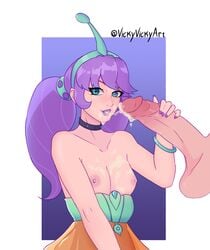 1girls big_penis cum cum_in_mouth cum_on_body cum_on_breasts cum_on_face cum_on_upper_body floating_penis gwen_(league_of_legends) handjob huge_cock league_of_legends lipstick long_penis nail_polish penis purple_hair purple_lipstick purple_nails small_breasts space_groove_gwen space_groove_series twintails vickytoria