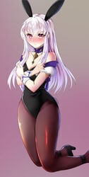 1girls alternate_costume bare_shoulders blush bunny_ears bunny_girl bunnysuit cleavage female female_only fire_emblem fire_emblem:_three_houses long_hair looking_at_viewer lysithea_von_ordelia medium_breasts nintendo pink_eyes solo tara_(szzj7733) white_hair