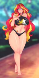 1girls big_breasts bikini bikini_bottom bikini_top breasts clothed clothing curvy curvy_figure cutie_mark equestria_girls female female_only friendship_is_magic green_eyes hasbro human humanization humanized large_breasts law-zilla long_hair my_little_pony red_hair sarong shiny shiny_hair shiny_skin solo solo_female solo_focus species_transformation sunset_shimmer swimsuit tattoo tattoos thick_thighs two_tone_hair voluptuous wide_hips yellow_hair