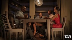 3d big_penis bimbo cheating cuckold dark-skinned_male dark_skin fellatio female interracial male stealth_sex tab109 under_the_table