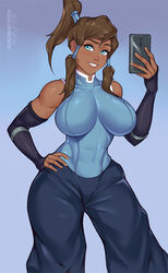 1girls ange1witch avatar_legends big_breasts breasts clothing dark-skinned_female dark_skin female female_only korra large_breasts nickelodeon solo the_avatar the_legend_of_korra water_tribe