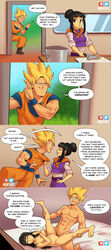 4koma angry annoyed assertive assertive_female canon_couple canonical_sex chichi comic couple demanding_impregnation dragon_ball dragon_ball_z english_text funny goku housewife husband_and_wife impregnation_request muscular muscular_male no_eyewear nortuet saiyan sex small_breasts son_goku spread_legs stitched straight super_saiyan vaginal_penetration