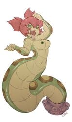 2016 anthro apode blue_eyes breasts claws draconcopode edit fangs female forked_tongue gunmouth hair legless naga nipples non-mammal_breasts open_mouth open_smile red_hair reptile scalie serpentine shantae shantae:_half-genie_hero simple_background smile smooth_skin snake solo tongue tongue_out tuki_(shantae) uvula video_games wayforward white_background wide_hips yellow_sclera