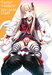 1boy :q ass bangs black_collar black_footwear black_panties black_sailor_collar black_shirt blush bow bracelet chains chastity chastity_cage chinanago7010 collar crossdressing dated ear_piercing english_text erection eyebrows_visible_through_hair feet femboy hairbow heart highleg highleg_panties highres jewelry lock long_hair looking_at_viewer male male_only miniskirt original otoko_no_ko padlock padlocked_collar panties penis piercing plaid plaid_skirt pleated_skirt red_bow red_skirt sailor_collar school_uniform shirt shoe_soles short_sleeves sitting skirt skirt_lift smile soles solo spiked_bracelet spikes string_panties striped striped_legwear stuffed_animal stuffed_bunny stuffed_toy text thighhighs tongue tongue_out trap twintails underwear