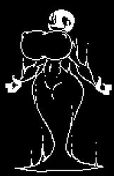 1girls bald_female big_breasts black_and_white digital_media_(artwork) female female_only gaster genderswap_(mtf) monster_girl nightmare_waifu pixel_art rule_63 skeleton sprite sprite_art the_absolute undertale video_game_character