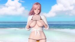 1girls 3d animated areola areolae asian asian_female bikini breasts covering covering_breasts dead_or_alive dead_or_alive_5 dead_or_alive_5_last_round doahdm fat_ass female female_only game honoka_(doa) large_ass large_breasts light-skinned_female light_skin ninja_gaiden nipples solo solo_focus sound tecmo thick_thighs video video_games