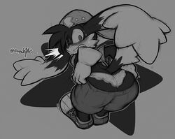 0r0ch1 anthro ass big_ass big_butt black_and_white briefs fur furry furry_only klonoa klonoa_(series) looking_at_viewer looking_back male male_only nervous nervous_face pants shoes solo solo_male sweat