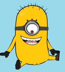 1_eye 1girls anthro clothing despicable_me female footwear genitals handwear humanoid illumination_entertainment minion mtf_crossgender mtf_transformation not_furry pussy rikuchi solo teeth tongue what yellow_body yellow_skin