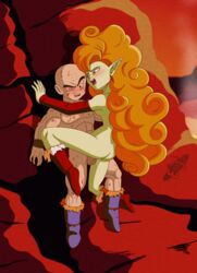 1boy 1boy1girl 1girls ass bald boots breasts dragon_ball dragon_ball_z duo esejota female krillin kuririn long_ears long_hair male naked_boots naked_footwear naked_with_shoes_on no_eyewear nude orange_hair penetration penis sex straight zangya