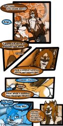 ♠ 1:2 2019 9:18 animal_genitalia anthro biped canid cobalt_(tatsuchan18) collar comic detailed_background dialogue duo english_text fur genitals hair hi_res male mammal open_mouth penis sheath spade_(tatsuchan18) speech_bubble standing suit_symbol tatsuchan18 text