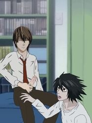 death_note gay hisokascoomslut l_lawliet light_yagami male male_only