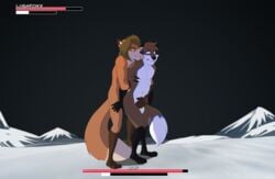 alfred_(umpherio) anal anal_sex anthro canid canine duo fox gameplay_mechanics health_bar hi_res luskfoxx male male/male mammal nude outside penetration red_fox sex standing standing_sex tongue tongue_out umpherio