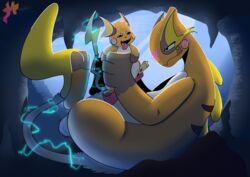 absurd_res anthro bodily_fluids cave duo erection fan_character genitals hi_res legendary_pokémon lugia male male_only moxiepawler_(artist) nintendo penis pokemon pokemon_(species) raichu sea size_difference sweat video_games water yaoi