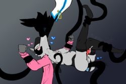 2boys anal anal_sex animal_genitalia animal_penis anthro areolae atomic_cat ball_tuft balls black_tentacles blue_blush blue_cum blush bodily_fluids canid canine canine_penis canis chains chest_tuft cloak clothed clothing colored_cum cum cum_inside cum_while_penetrated cumshot disembodied_hand drooling duo ejaculation felid genital_fluids genitals gynomorph/ambiguous gynomorph_penetrated h_(character) hands-free handsfree_ejaculation heart hoodie kissing legwear male mammal monster overweight overweight_gynomorph overweight_intersex panties partially_clothed penetration penis saliva sex tentacle tentacle_around_arm tentacle_around_breast tentacle_around_leg thigh_highs thrusting topwear tuft twink underwear unusual_cum void_(atomic_cat) wolf