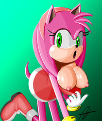 amy_rose big_breasts breasts cleavage clothed clothed_female clothing eyelashes female female_focus female_only fur furry large_breasts mammal nipple_bulge nipples nude nude_female pink_fur pink_hair pixzuri presenting presenting_breasts shirt_lift shirt_pull showing_breasts solo sonic_(series) straight undressing