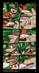 aspen_(muskydusky) bodily_fluids brown_body brown_fur canid canine canis comic coyote cunnilingus deep_cunnilingus duo female female/female feral feral_on_feral forest fox fur hi_res licking mammal muskydusky nipple_fetish nipple_lick nipple_play nipples oral orange_body orange_fur outside plant purple_eyes rowan_(muskydusky) saliva sex tan_body tan_fur tongue tongue_out tree vaginal_penetration white_body white_fur yellow_eyes yuri