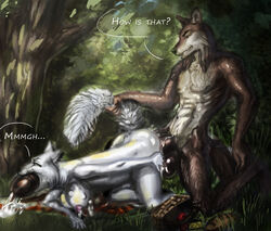 all_the_way_through ania_(riza) anthro arctic_wolf big_penis canid canine canis duo female genitals huge_cock hyper hyper_genitalia hyper_penis male male/female mammal penis unknown_artist wolf