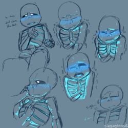 blue_blush blush blushing male_only orgasm_face sans shirtless singingsans_(artist) soul_glow topless undertale