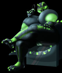 alligator alligatorid anthro big_breasts biped breasts crocodilian curvy_figure darkmor female genitals glass hi_res huge_breasts inu-jean lips looking_at_viewer marvol nipples non-mammal_breasts overweight overweight_anthro overweight_female pussy reptile rule_63 scalie sitting smile solo thick_bottom_lip voluptuous